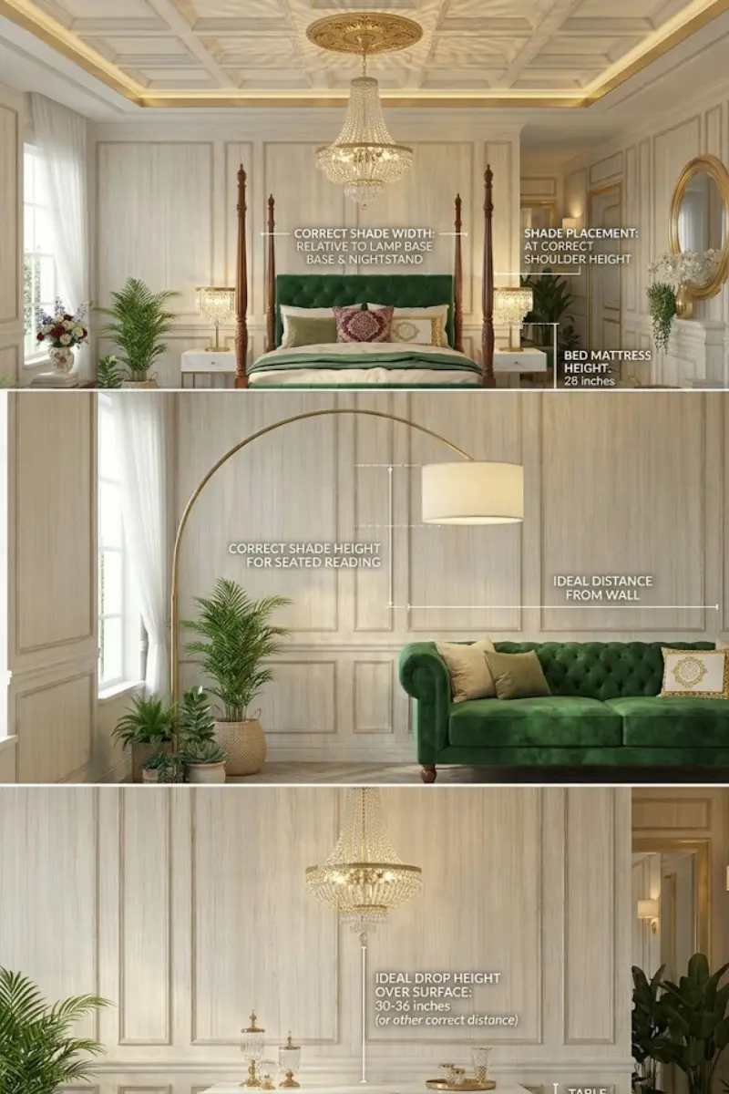 Lamp placement and sizing guide for bedroom and living room
