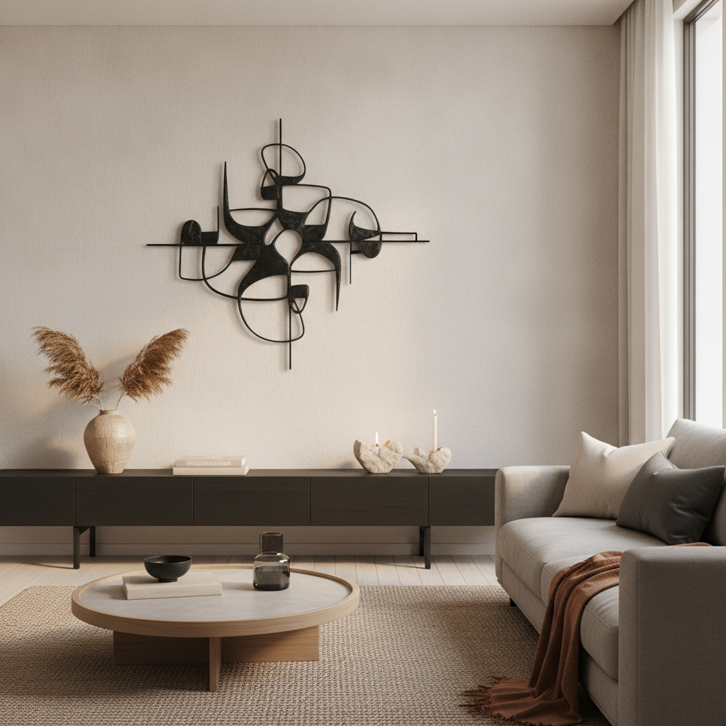 3D Artistic Figure Metal & Resin Wall Decor, Black