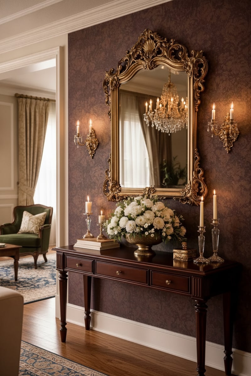 Antique-Style Ornate Gold Wall Mirror view 3