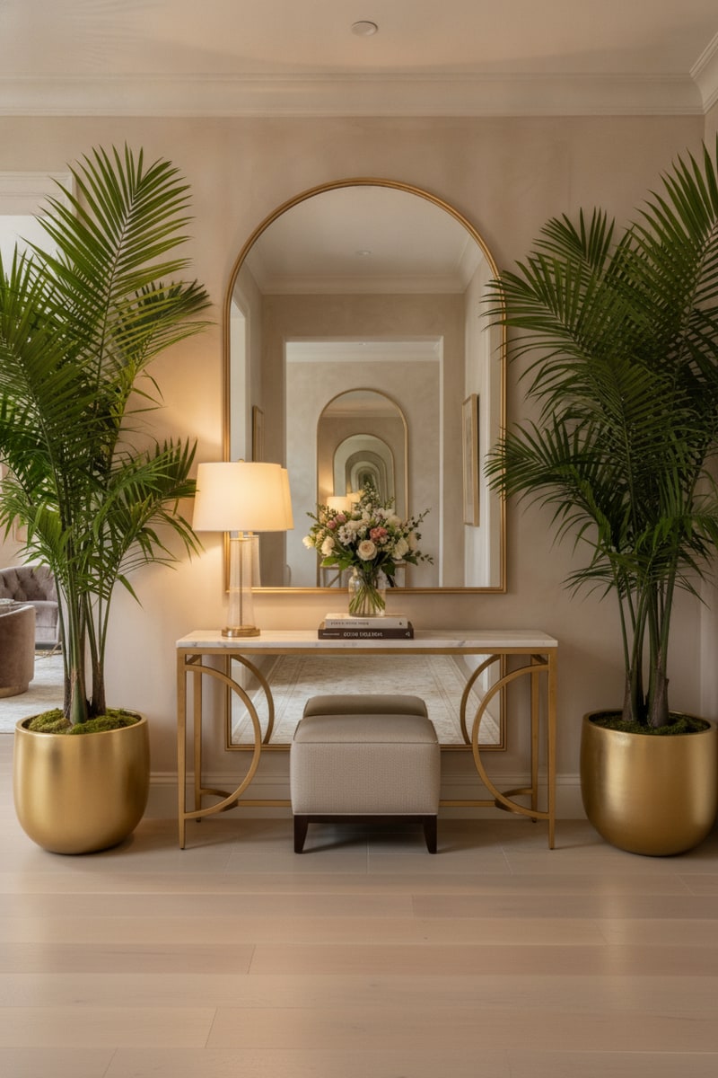 Arched Entryway Console Mirror styled in a room