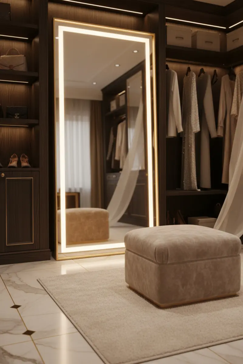 Arched Full-Length Gold Frame Mirror