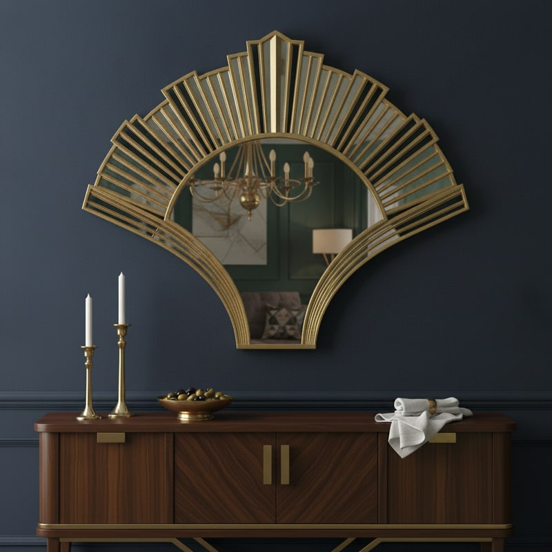 Art Deco Fluted Dining Mirror view 3