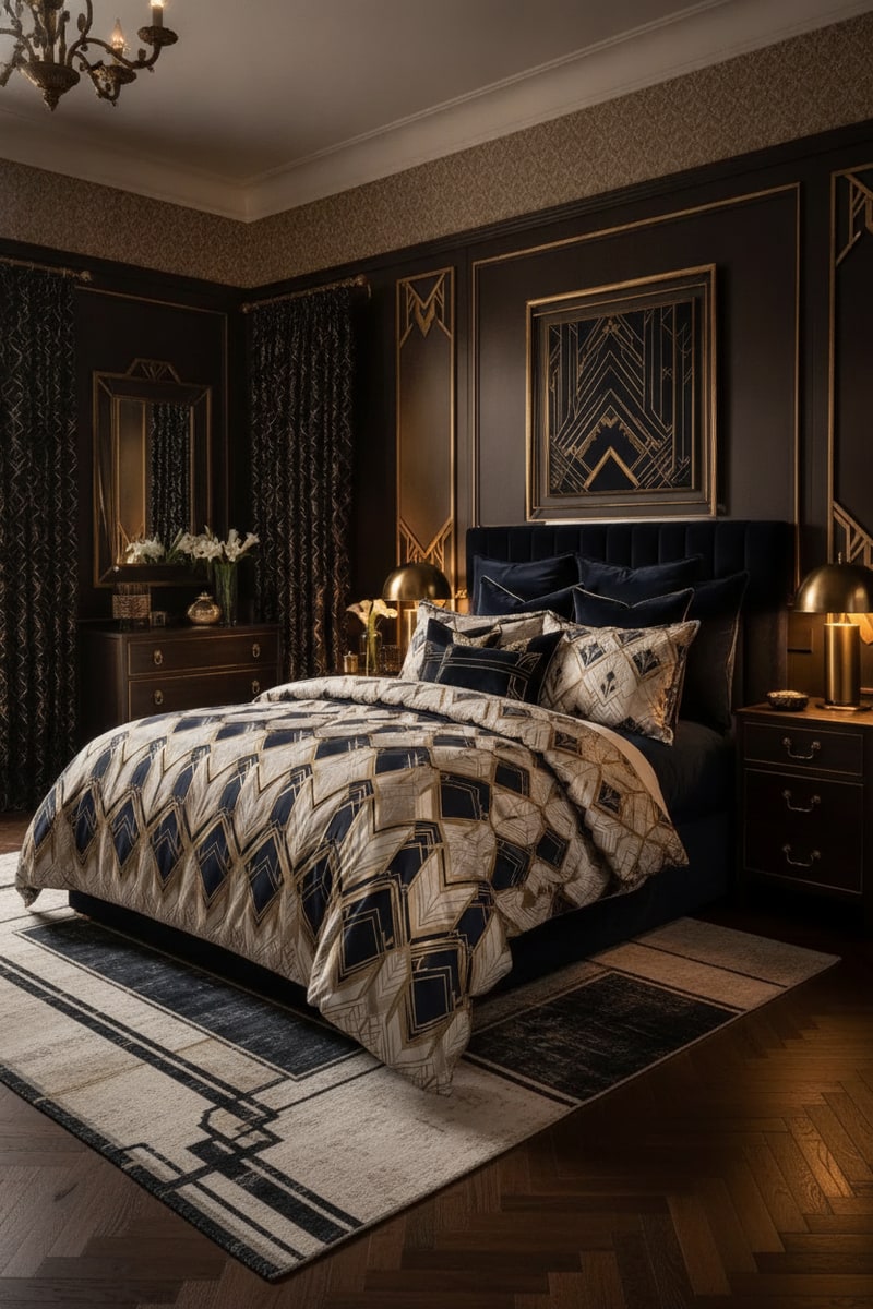 Art Deco Geometric Patterned Duvet Set view 3