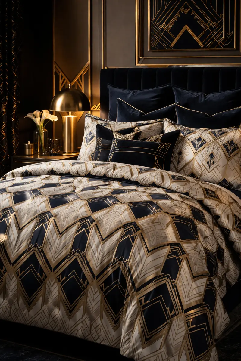 Art Deco Geometric Patterned Duvet Set