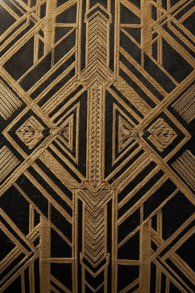 Art Deco Geometric Jacquard Throw Pillow styled in a room
