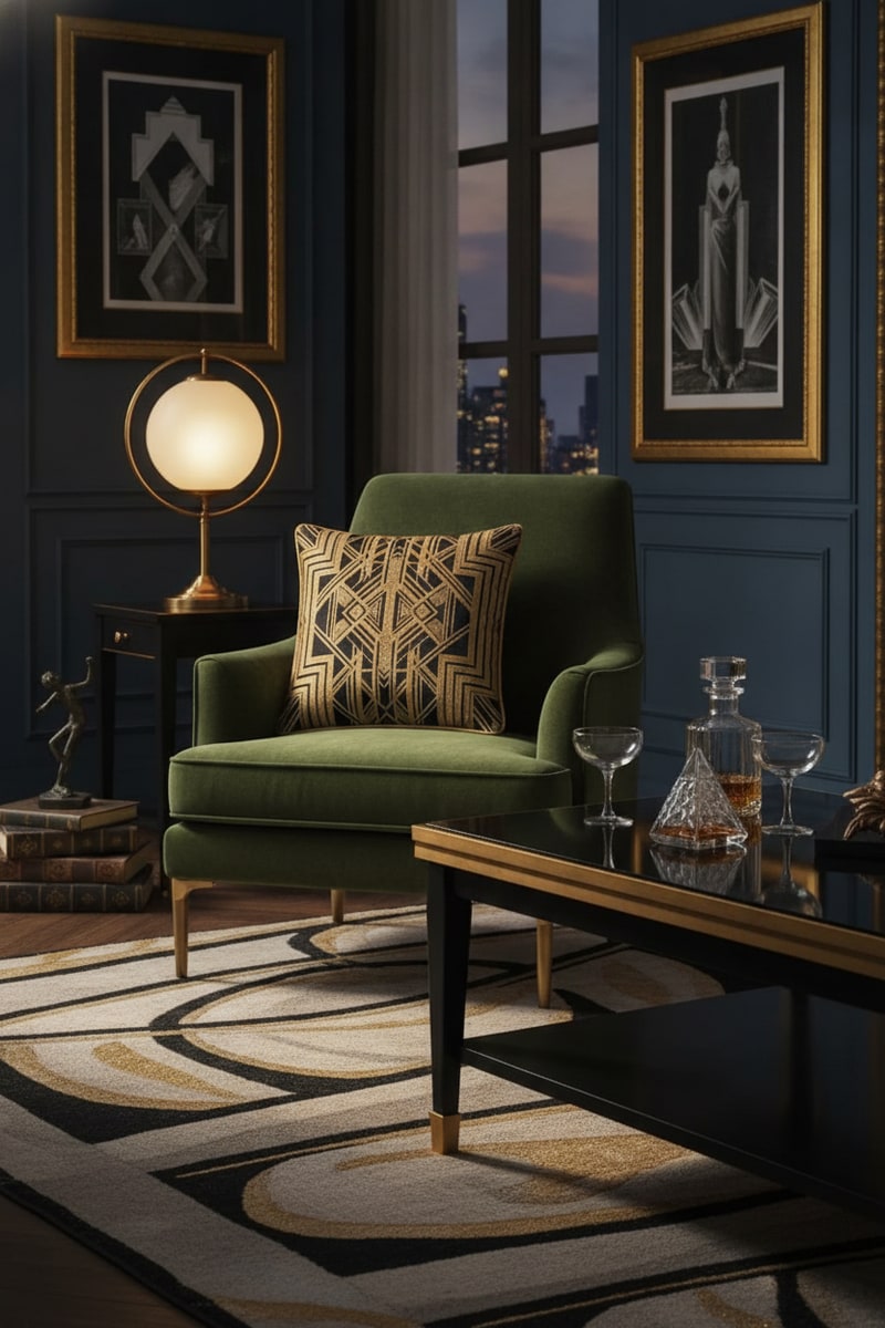 Art Deco Geometric Jacquard Throw Pillow view 3