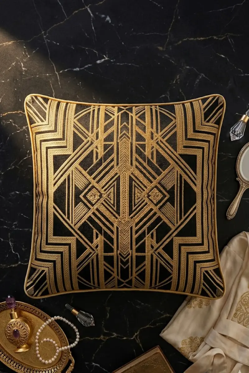 Art Deco Geometric Jacquard Throw Pillow