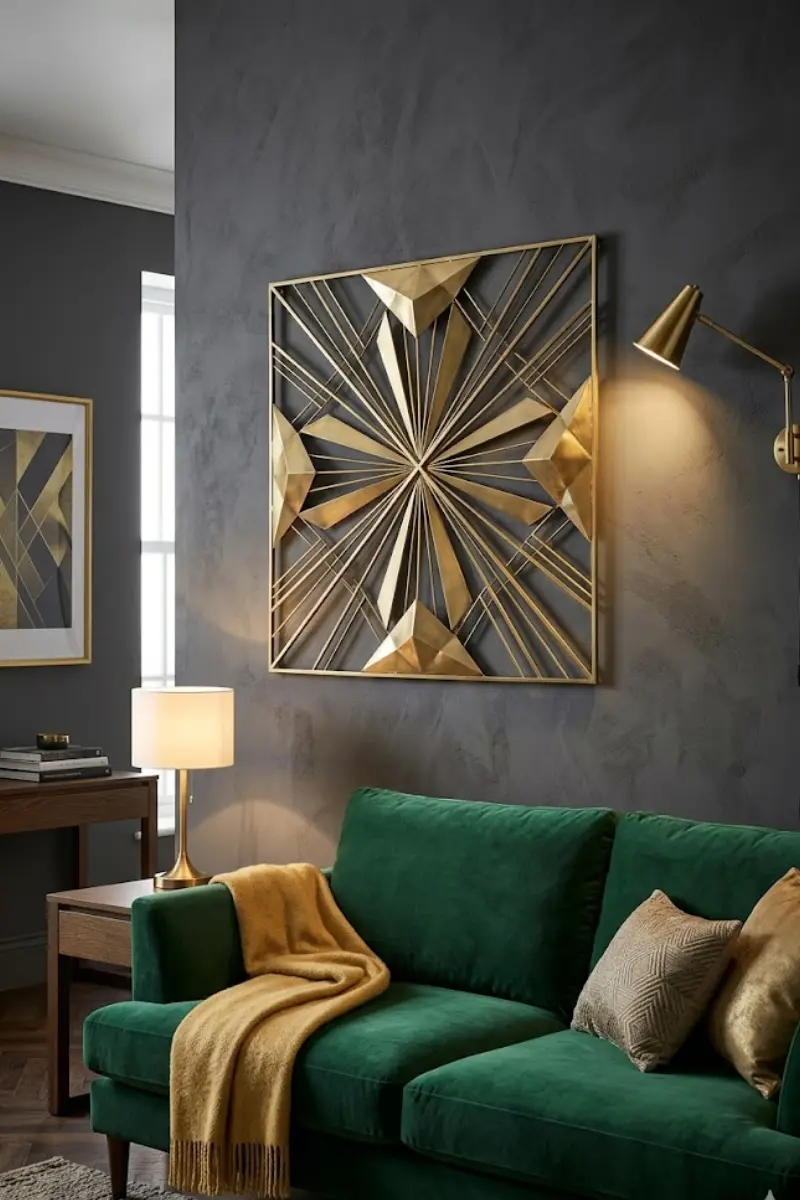 Art Deco Geometric Metal Wall Sculpture