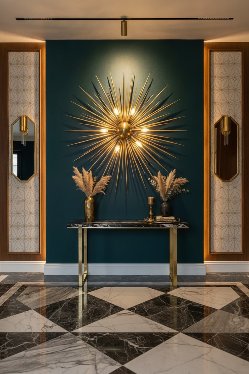 Art Deco Starburst Brass Wall Décor view 3