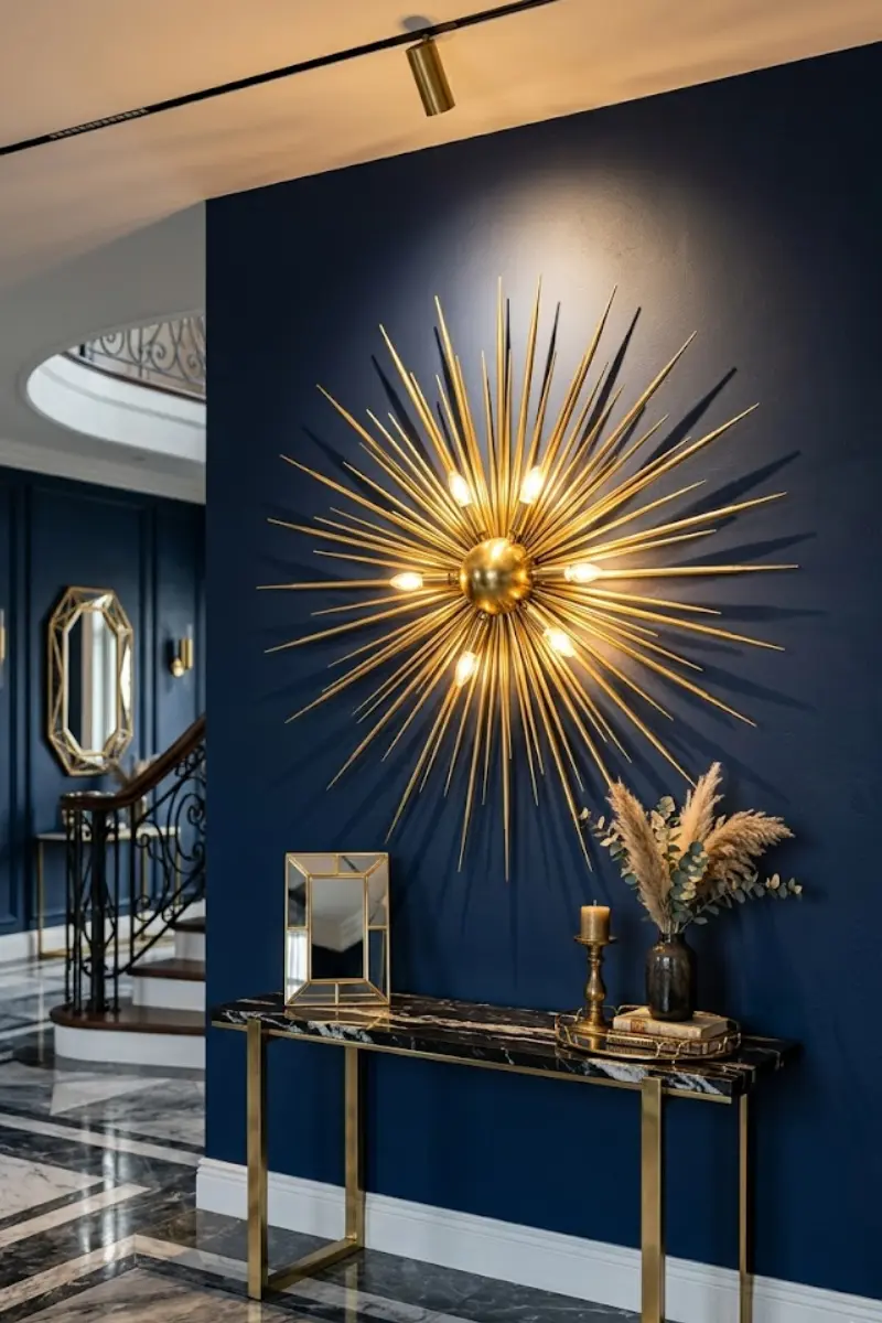 Art Deco Starburst Brass Wall Décor