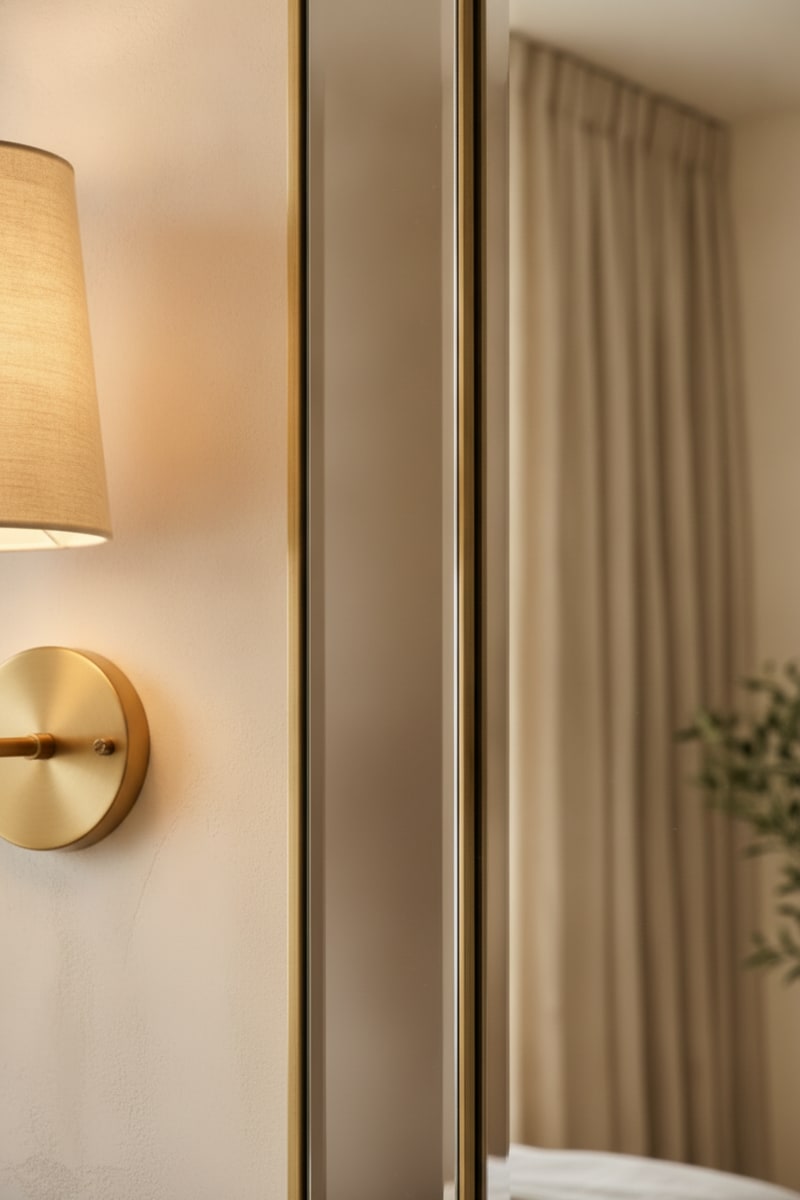 Beveled Full-Length Bedroom Mirror styled in a room