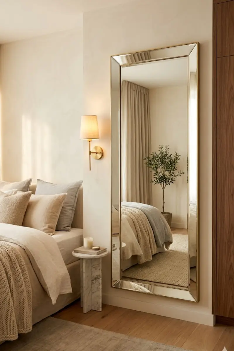 Beveled Full-Length Bedroom Mirror