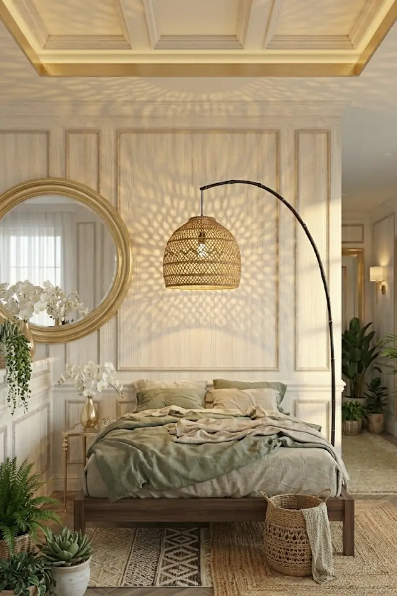 Black Bamboo Arc Floor Lamp