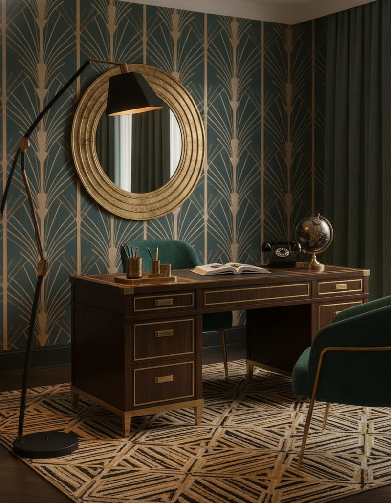 Black and Gold Geometric Floor Lamp view 3