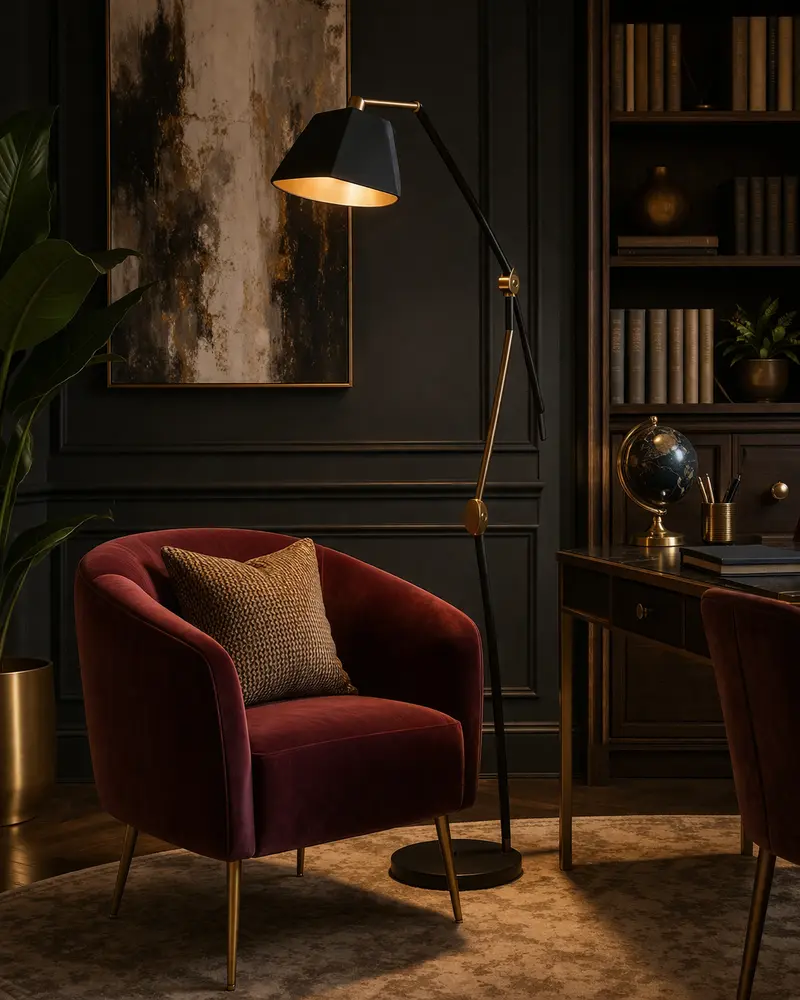 Black and Gold Geometric Floor Lamp