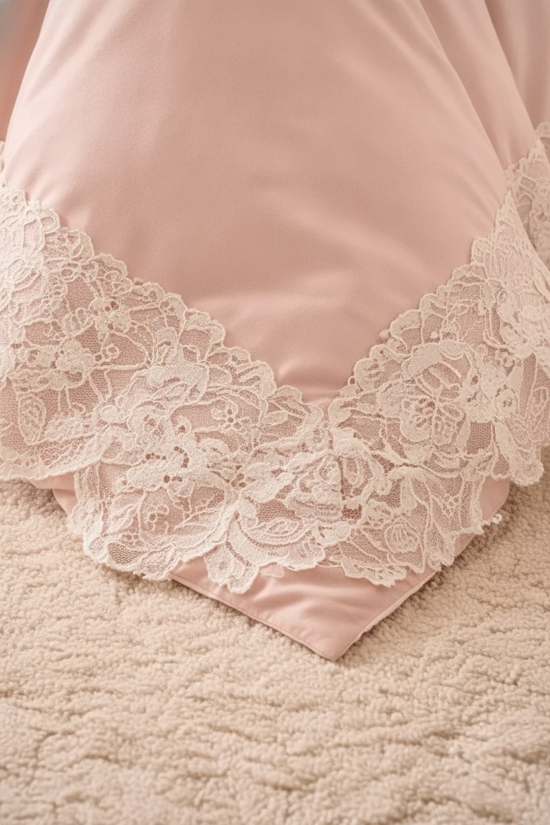 Blush Lace Trim Comforter Bedding Set view 2