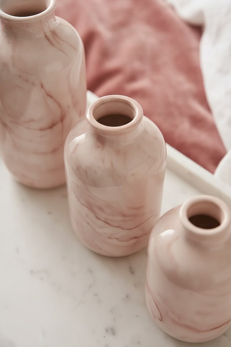 Blush Marble Bud Vase Set of Three view 2