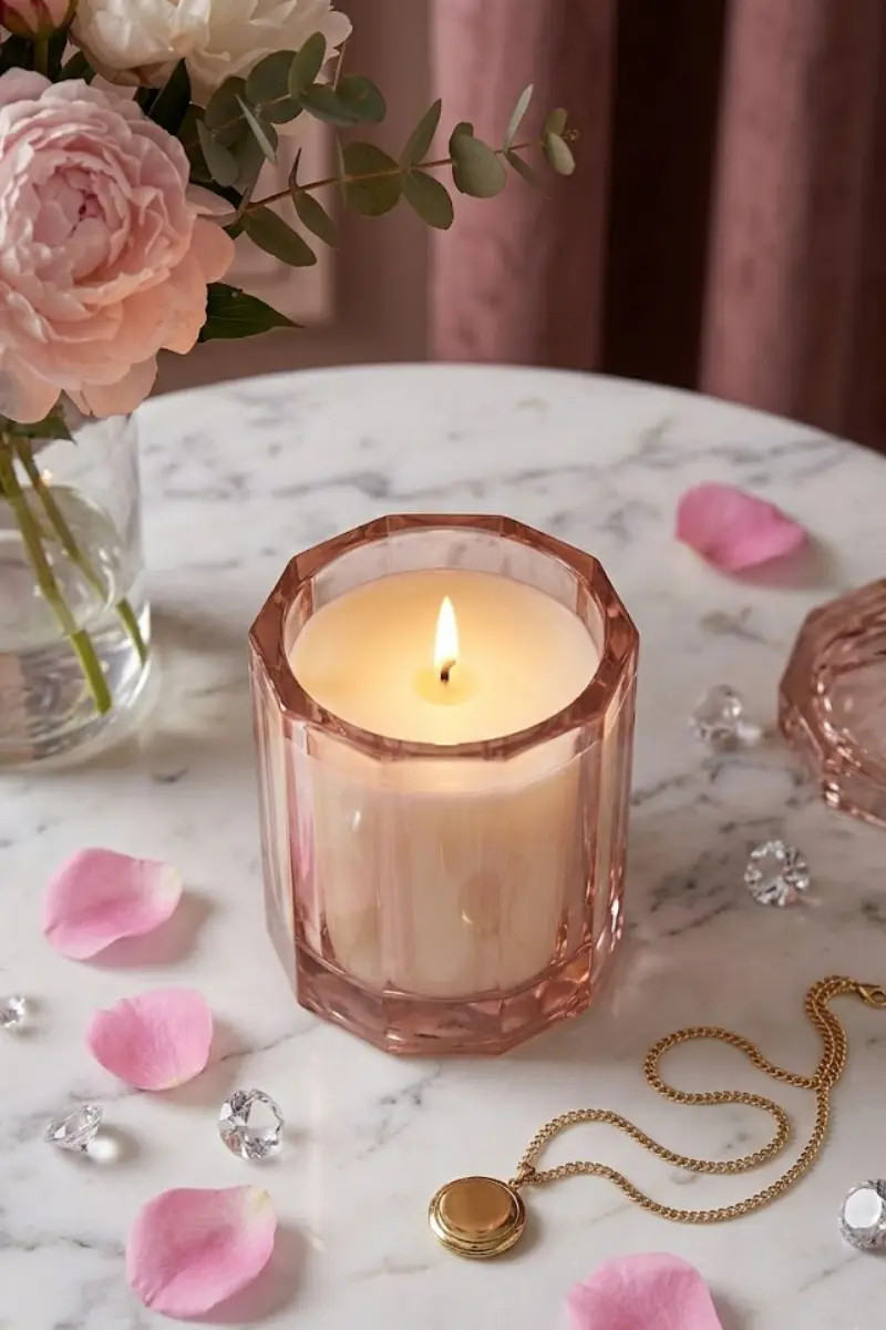 Blush Rose Crystal Candle Jar
