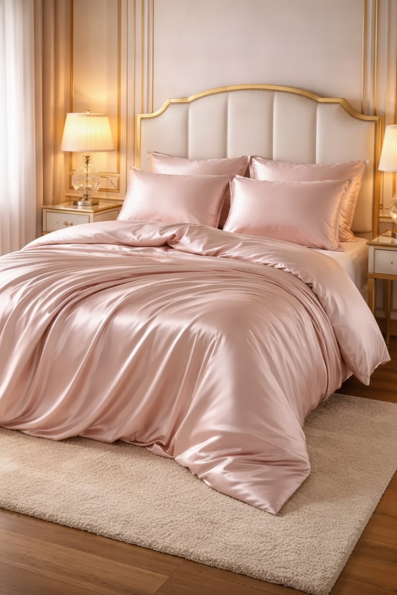 Blush Satin Duvet Cover Set view 3