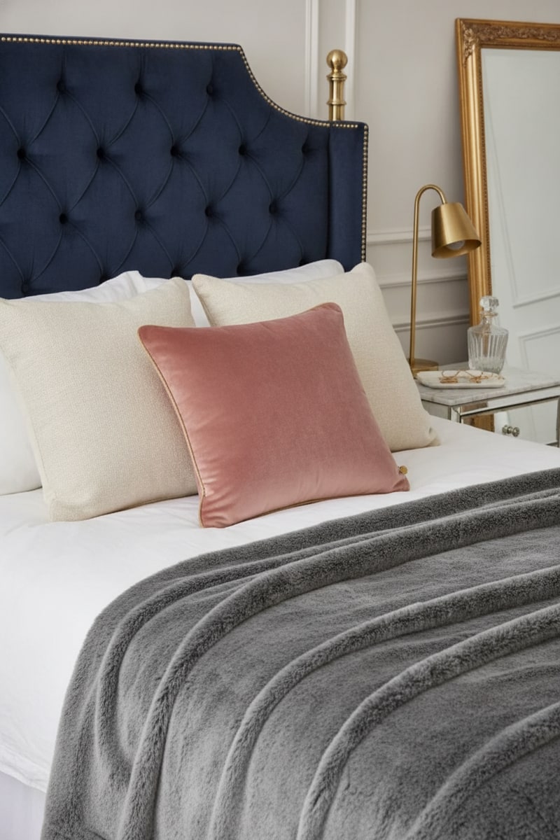 Blush Velvet Square Throw Pillow view 3