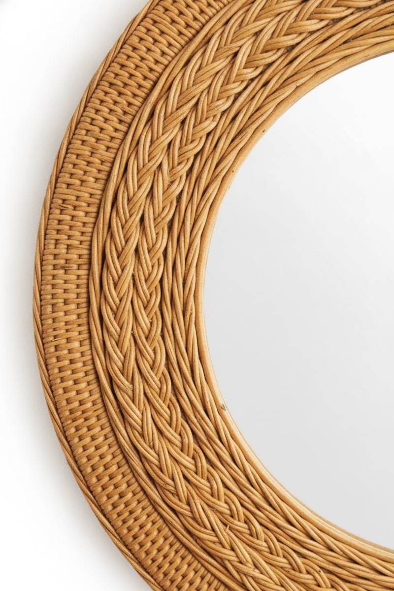 Boho Rattan Round Wall Mirror view 2