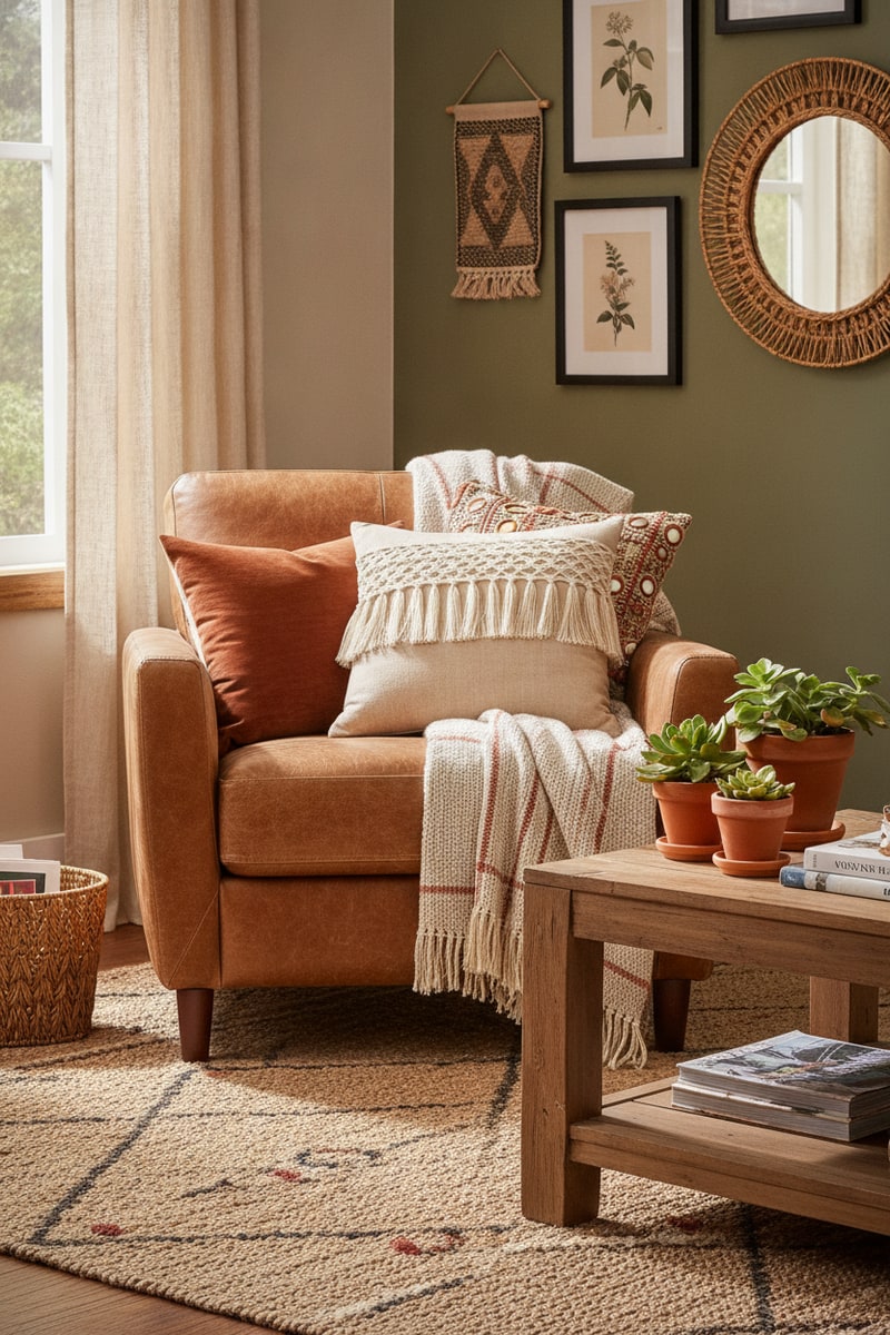 Boho Tassel Fringe Cotton Throw Pillow view 3