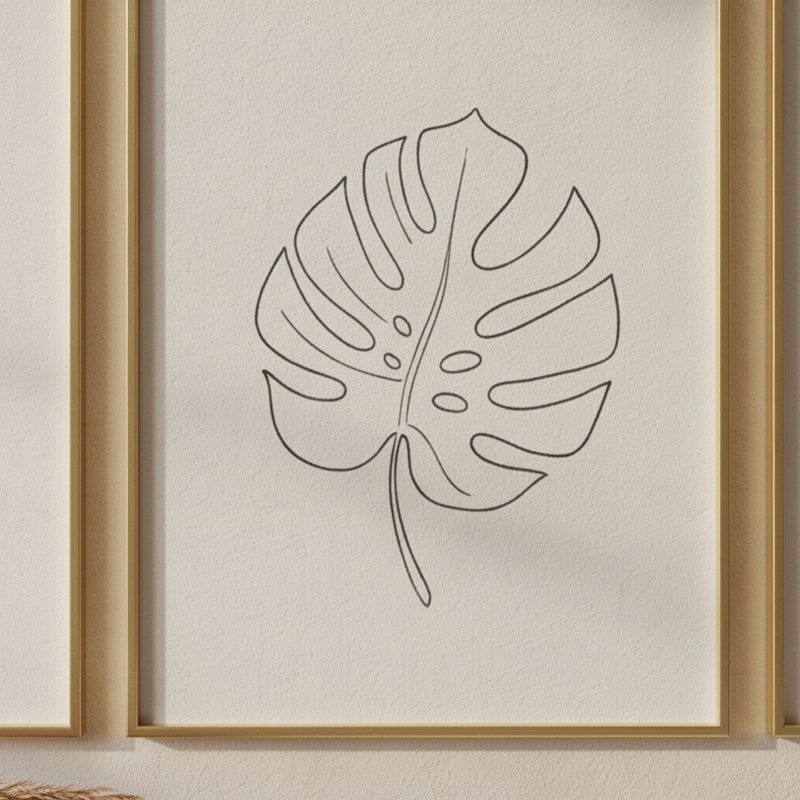 Botanical Line Art Framed Print Set styled in a room