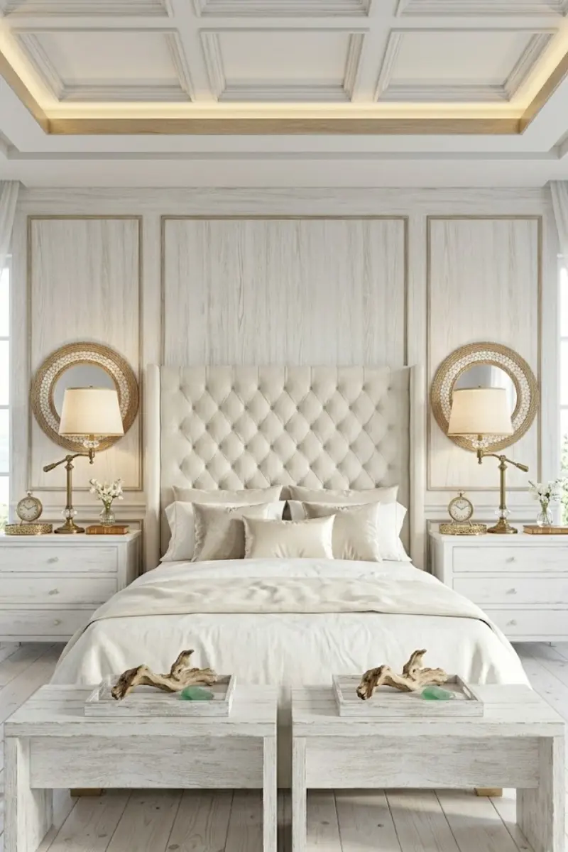 Brass and Crystal Bedside Lamp Pair