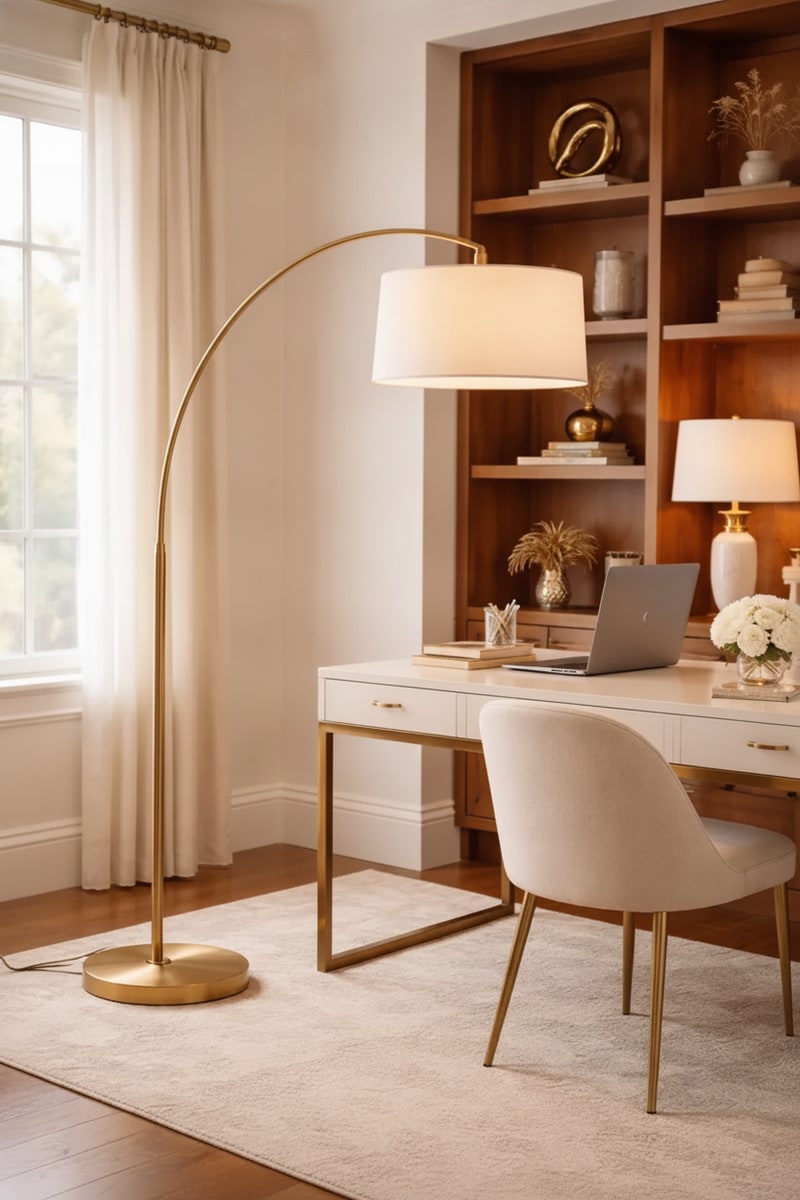 Brushed Gold Arc Floor Lamp view 3