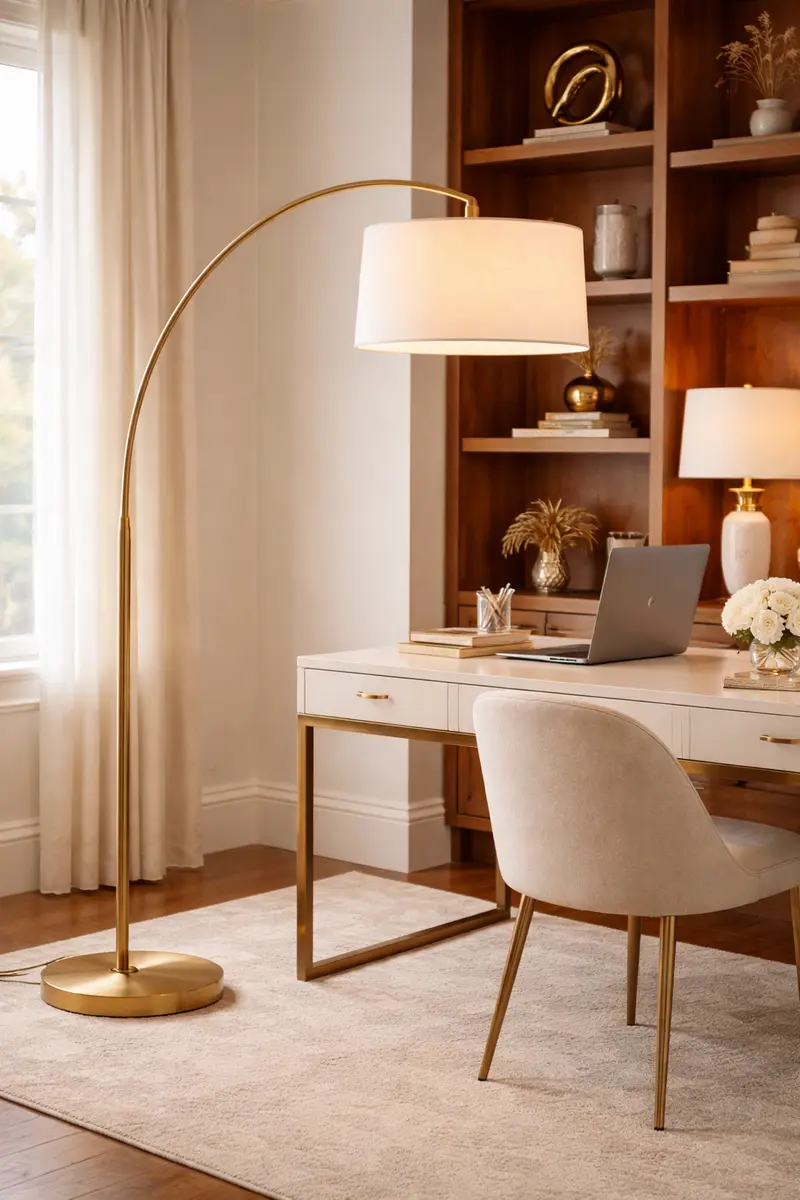 Brushed Gold Arc Floor Lamp