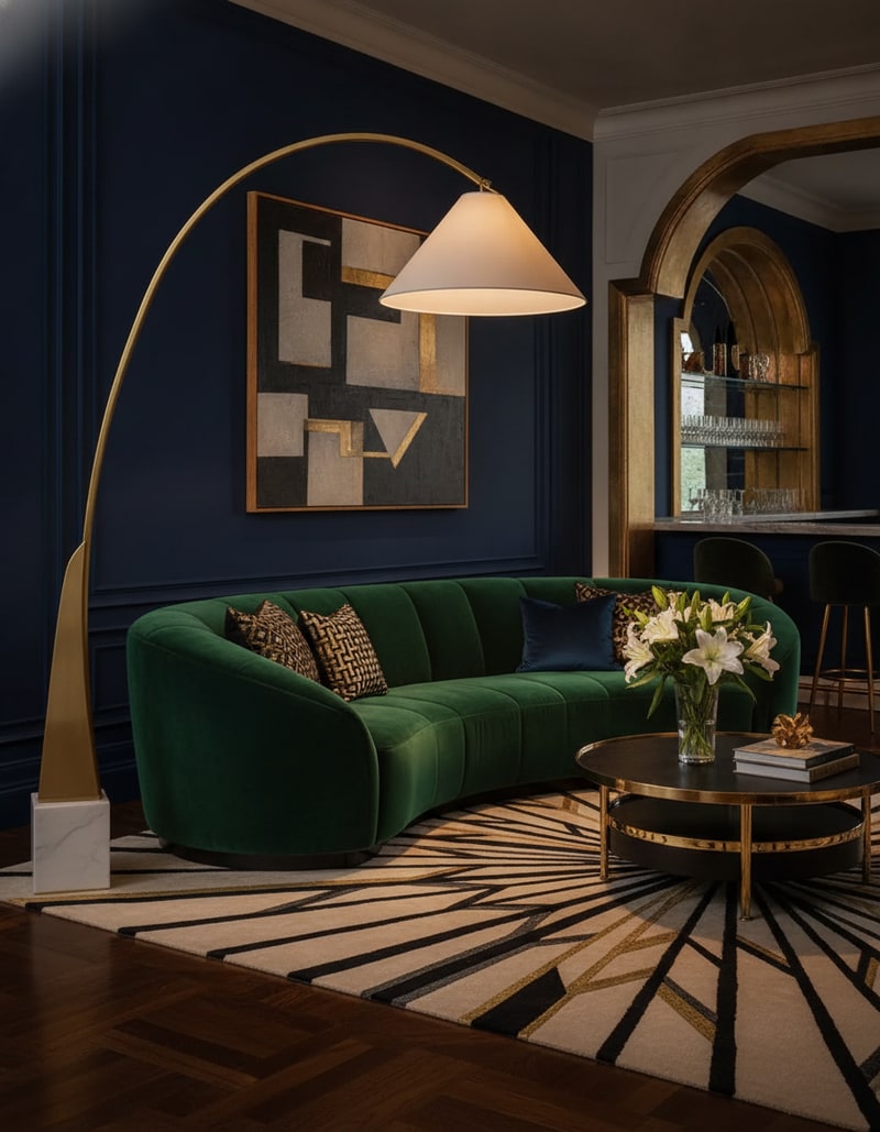 Champagne Arc Floor Lamp with Marble Base view 3
