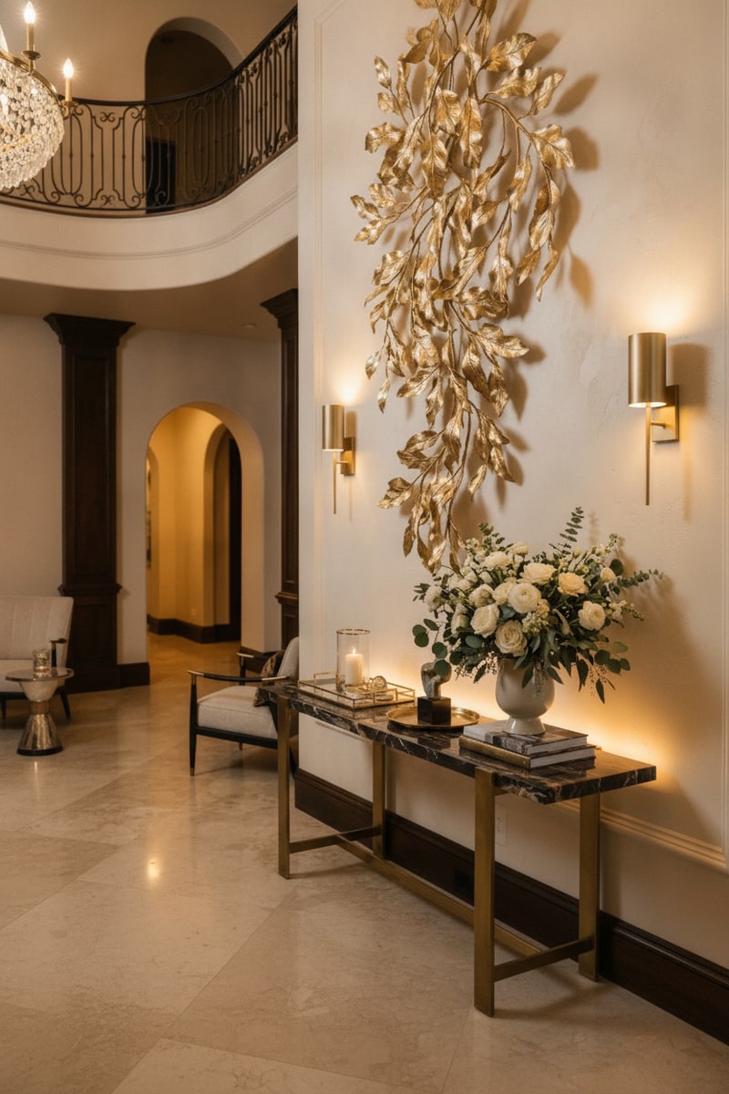 Champagne Gold Leaf Metal Wall Sculpture view 3