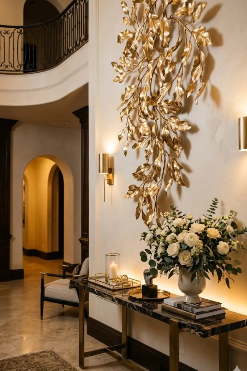 Champagne Gold Leaf Metal Wall Sculpture