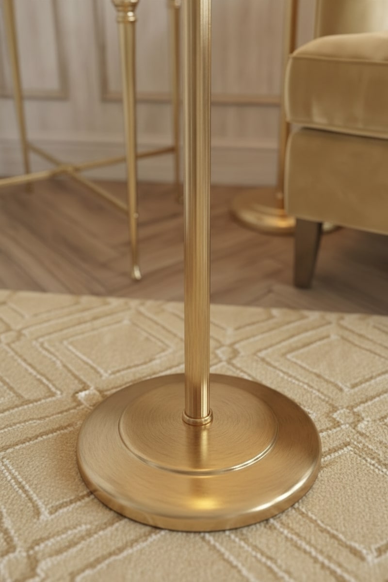 Champagne Gold Torchiere Floor Lamp styled in a room