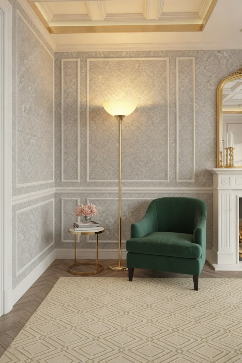 Champagne Gold Torchiere Floor Lamp view 3