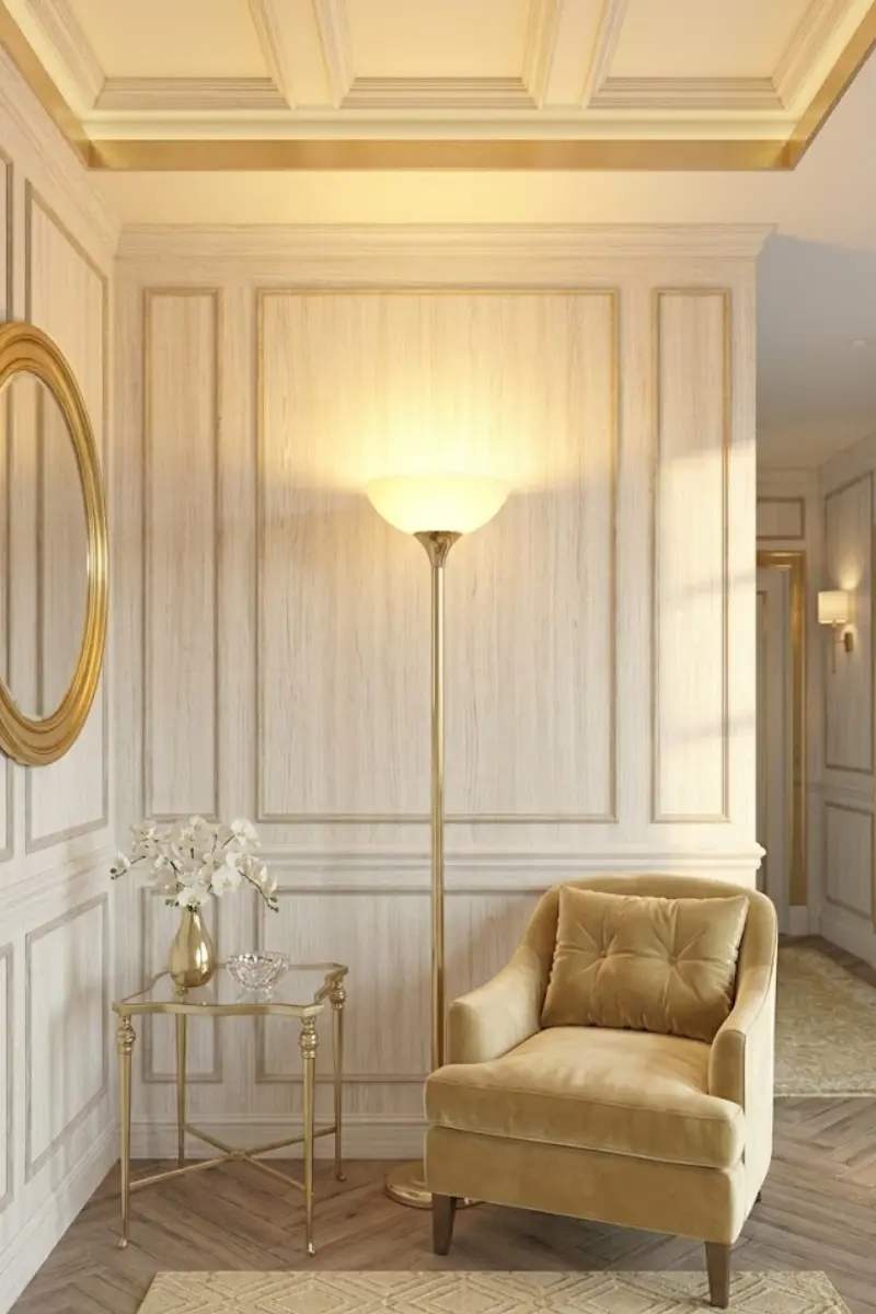 Champagne Gold Torchiere Floor Lamp