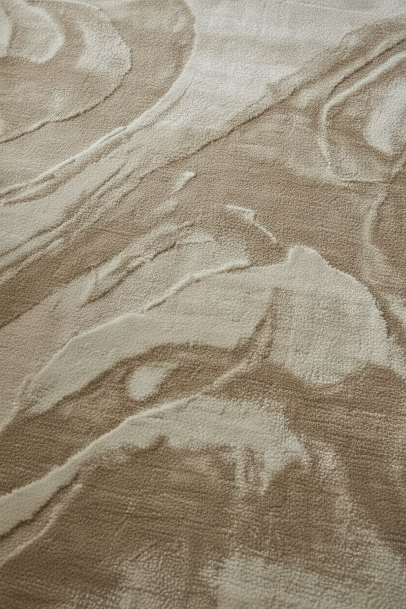 Champagne Large Abstract Living Room Area Rug styled in a room