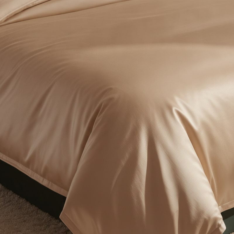 Champagne Sateen Duvet Cover Set styled in a room