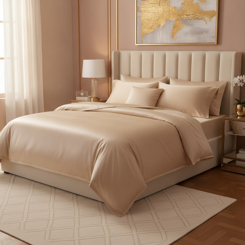 Champagne Sateen Duvet Cover Set view 3