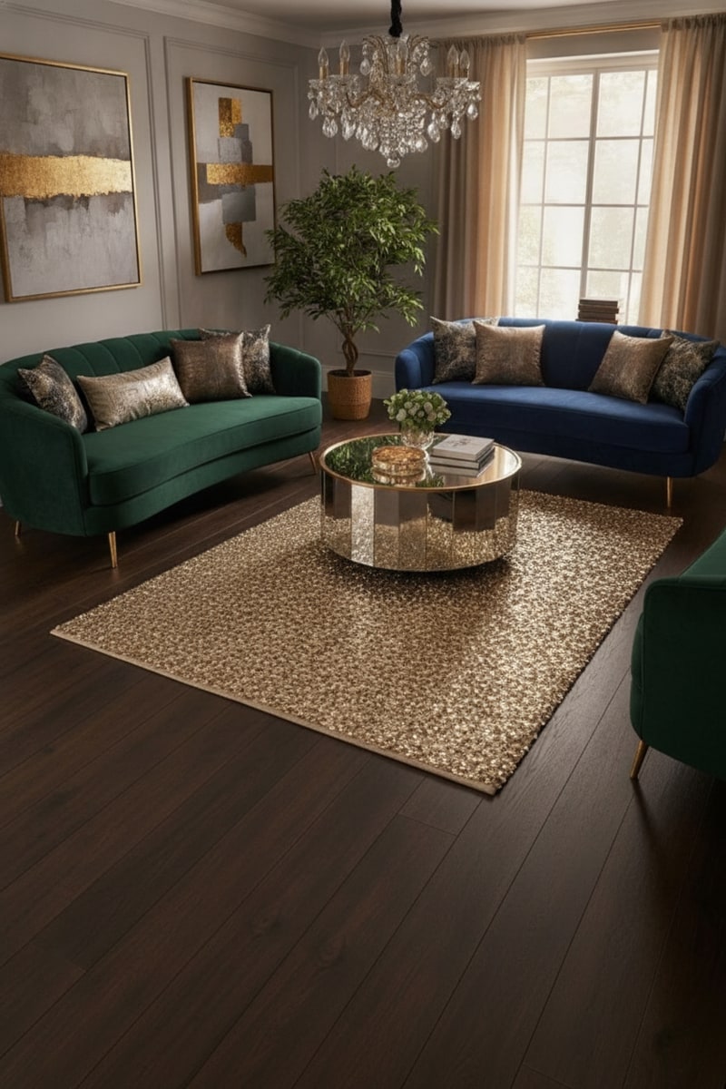 Champagne Sequin Metallic Accent Rug view 3