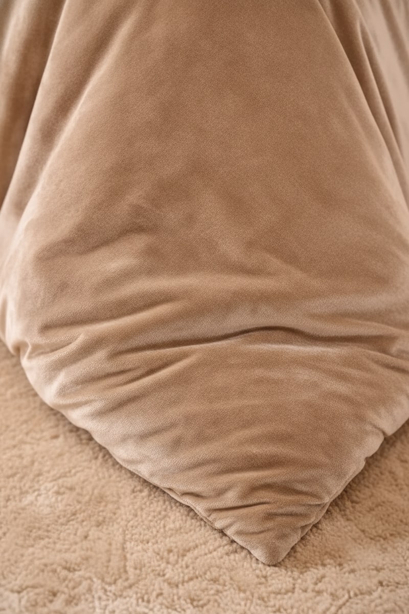 Champagne Velvet Comforter Bedding Set styled in a room
