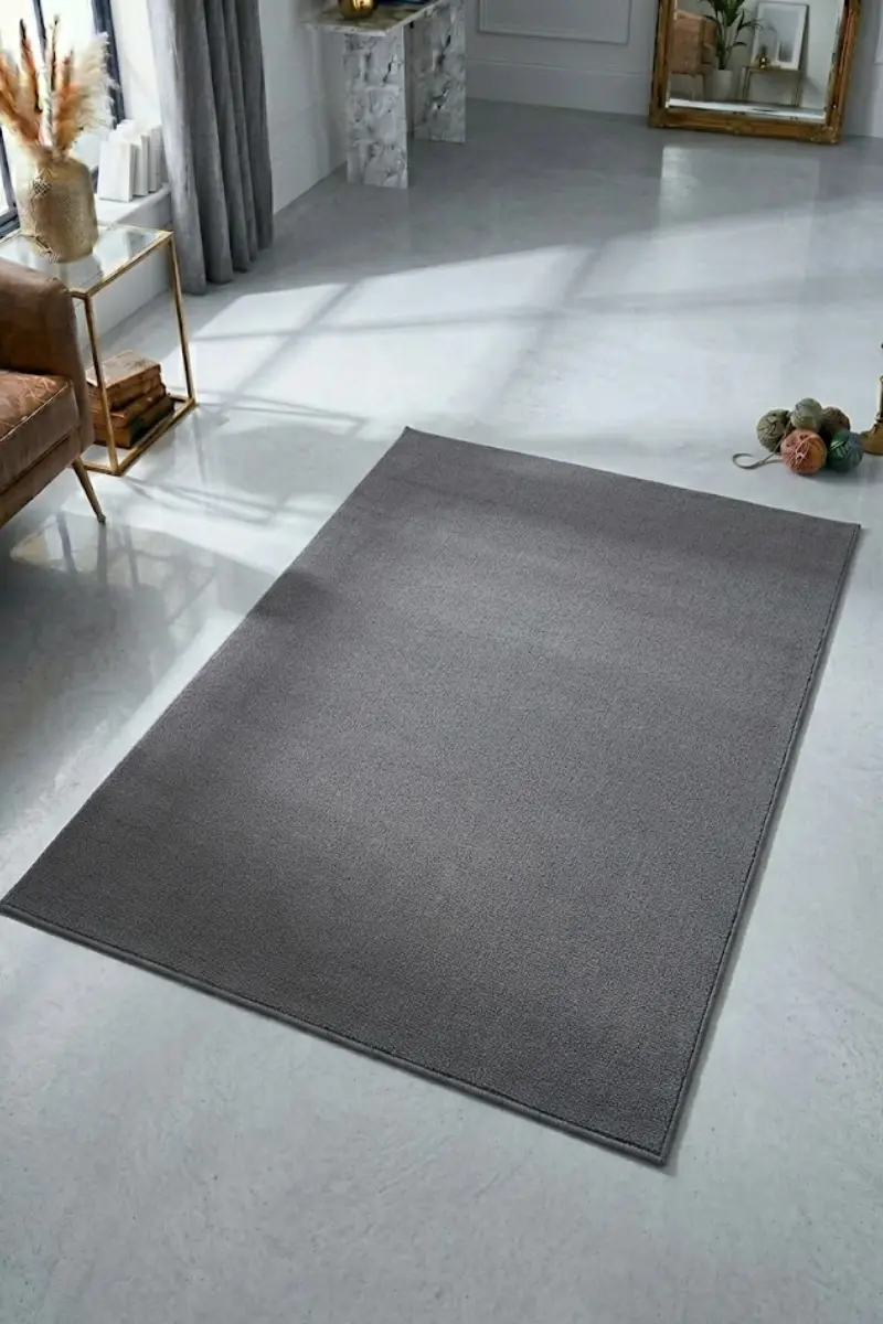 Charcoal Low-Pile Home Office Area Rug