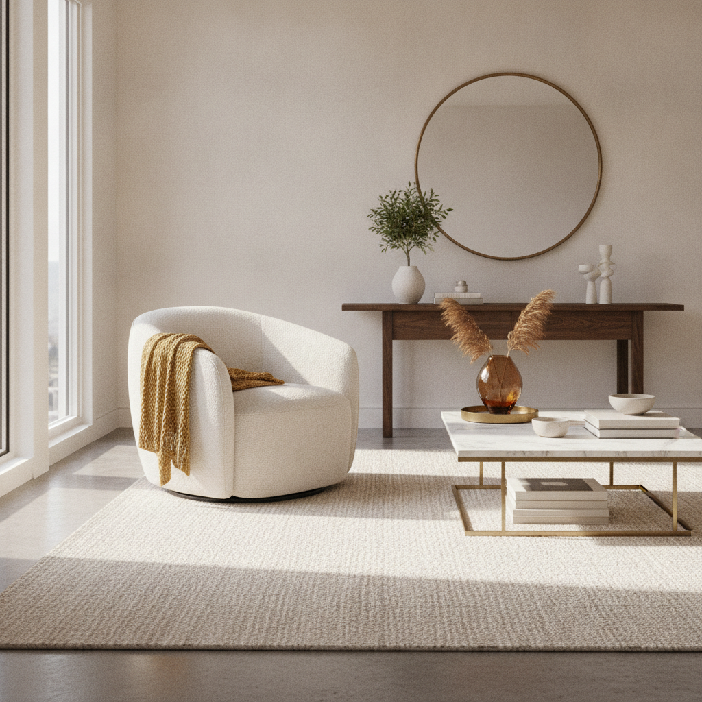 Cloud Bouclé Swivel Accent Chair, White