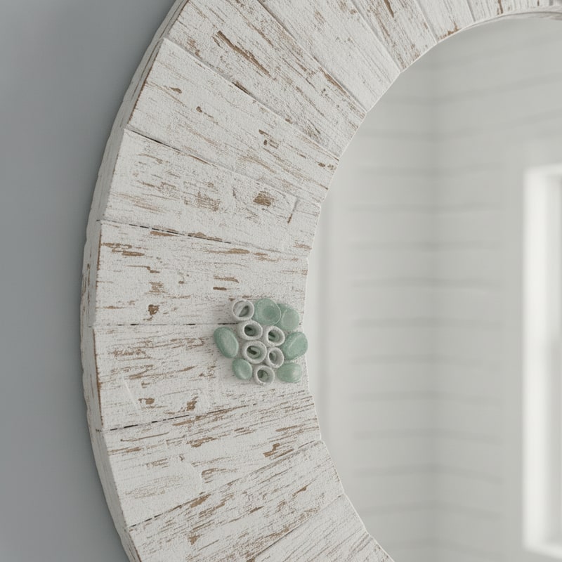 Coastal Driftwood Bathroom Mirror styled in a room