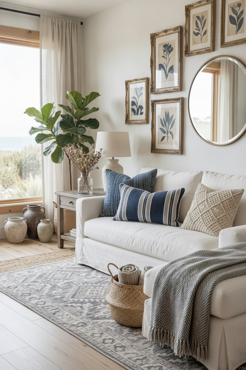 Coastal Linen Striped Lumbar Pillow view 3
