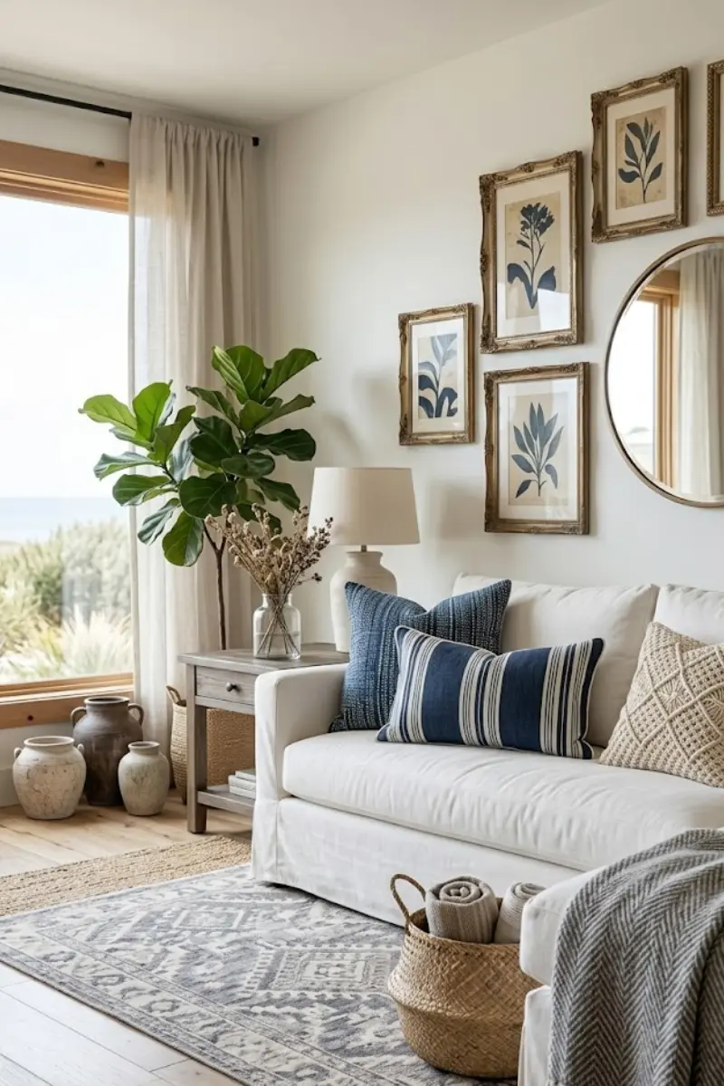 Coastal Linen Striped Lumbar Pillow