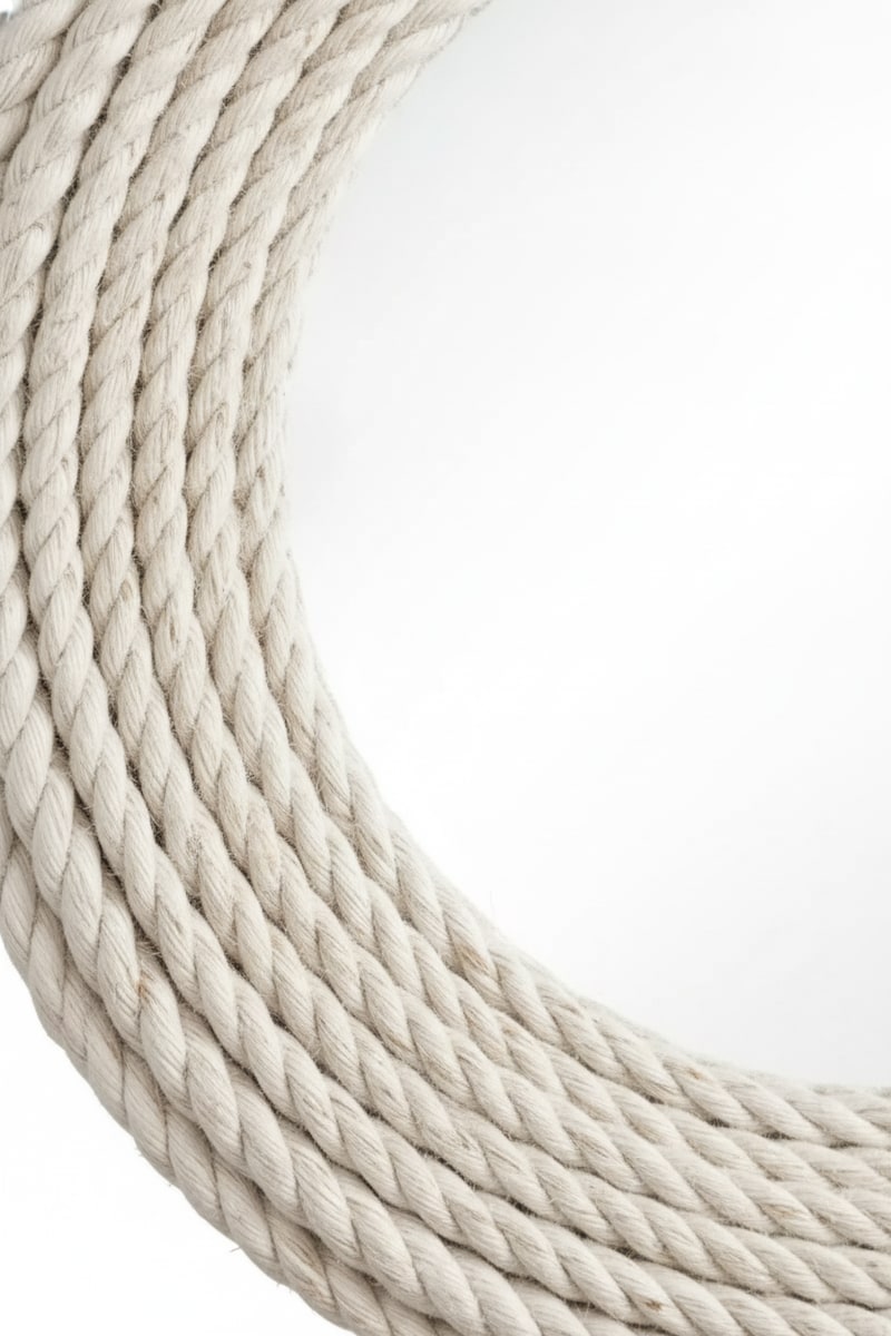 Coastal Rope-Wrapped Round Mirror styled in a room