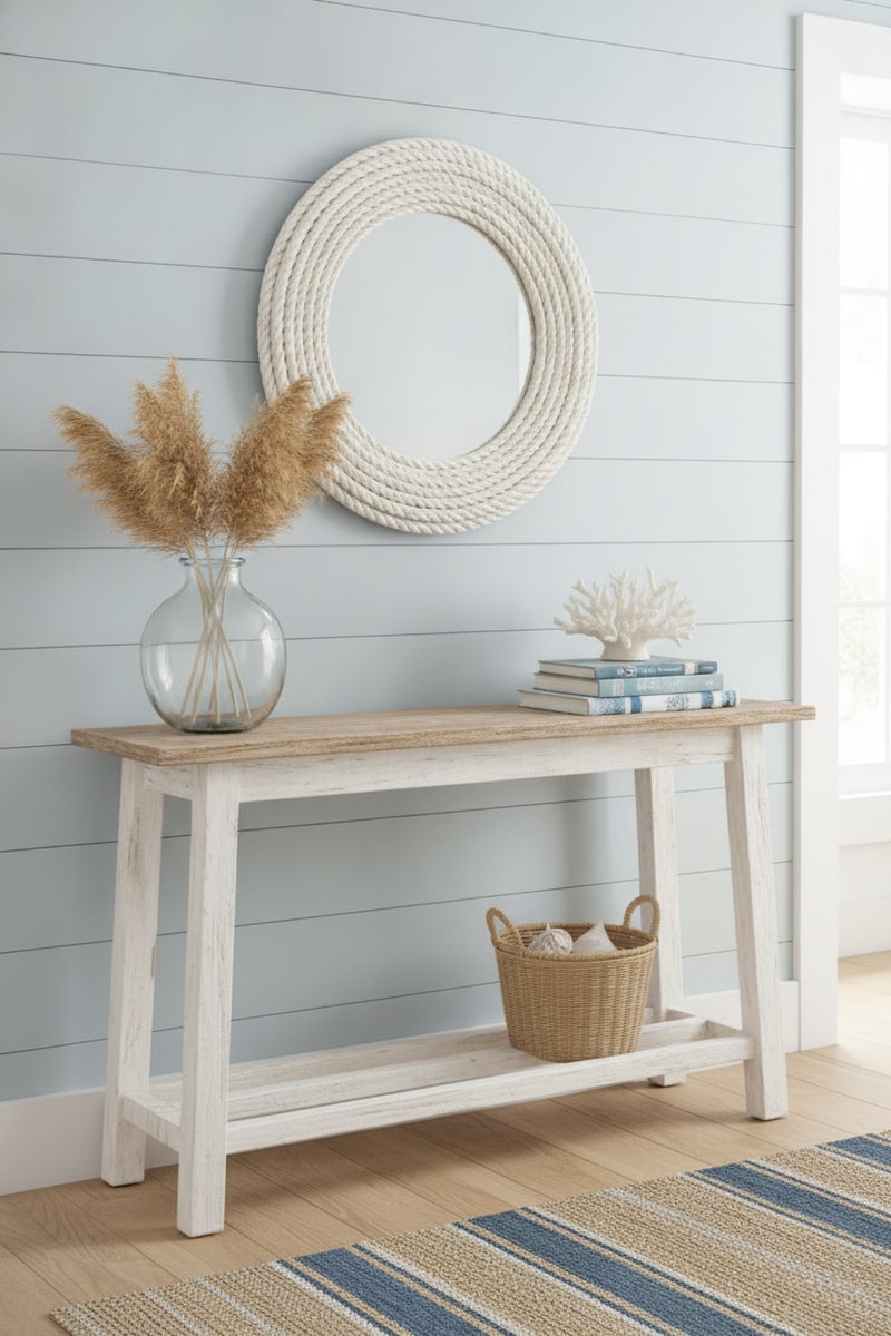 Coastal Rope-Wrapped Round Mirror view 3