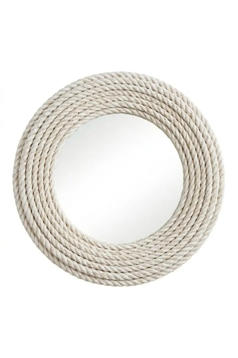 Coastal Rope-Wrapped Round Mirror