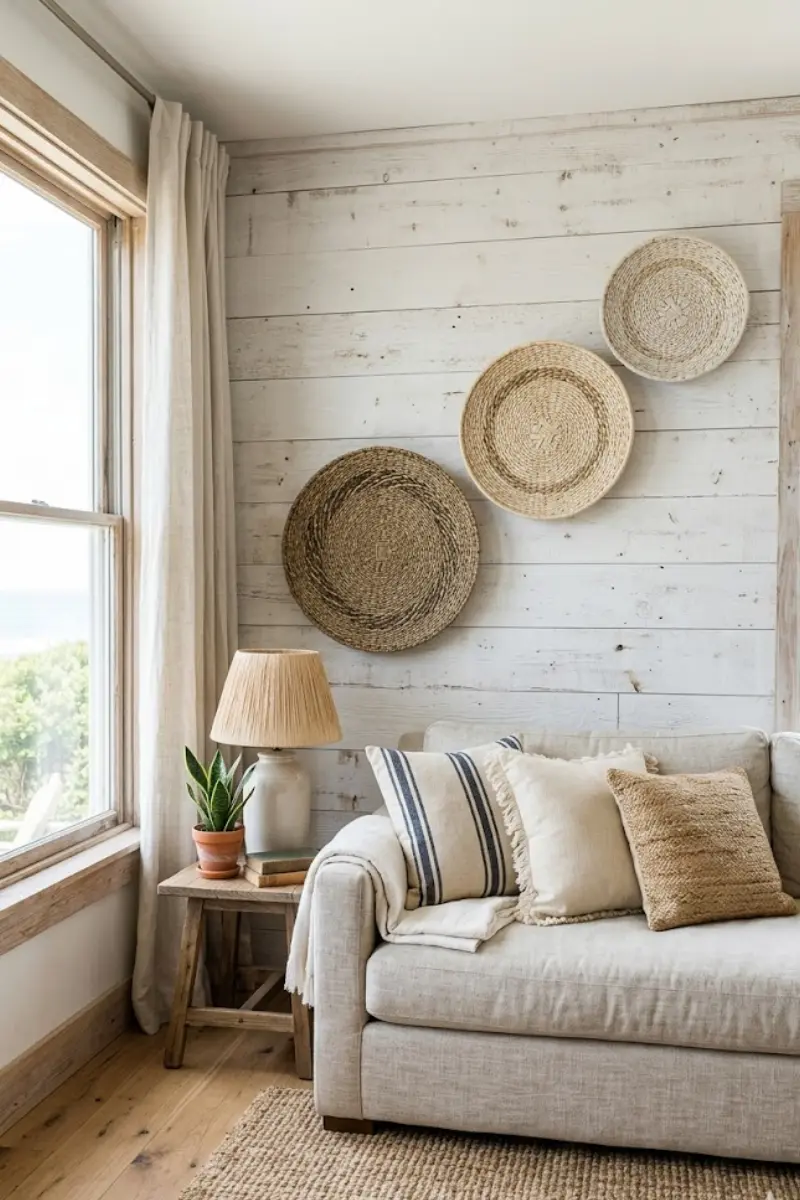 Coastal Seagrass Woven Wall Basket Art